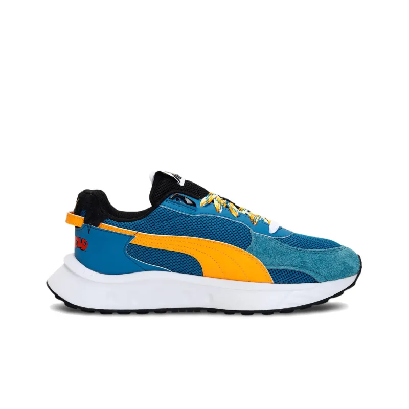 Garfiel x PUMA Wild Rider Anti-Slip And Wear-Resistant Lightweight Low-Top Casual Shoes Men's Blue Yellow-1
