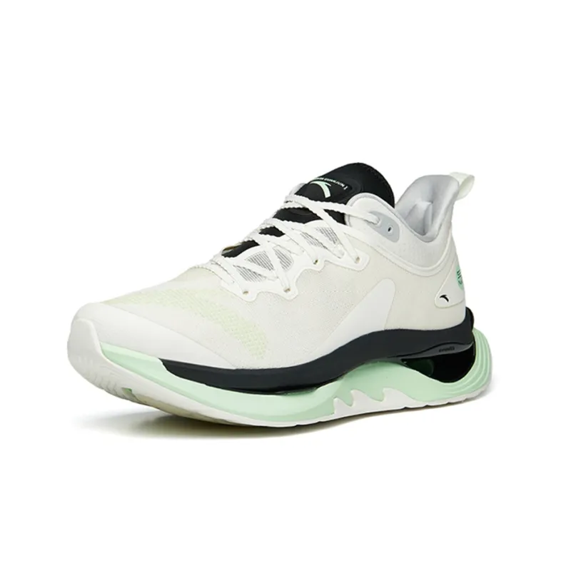 ANTA Running Shoes Men Low Top Ivory White/Bright Neon Green-1