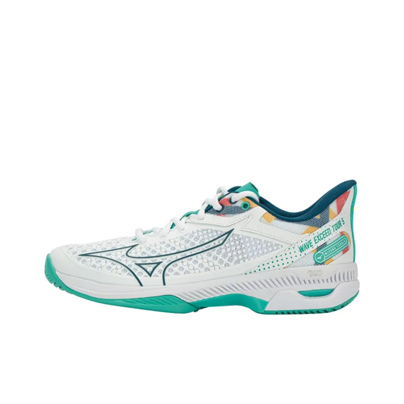 Mizuno Wave Exceed Tour 5 Cushioning Anti-Slip Wear-Resistant Breathability Low-Top Tennis Shoes Women's White Green-0