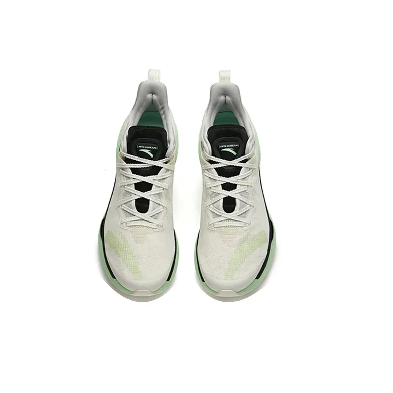 ANTA Running Shoes Men Low Top Ivory White/Bright Neon Green-2
