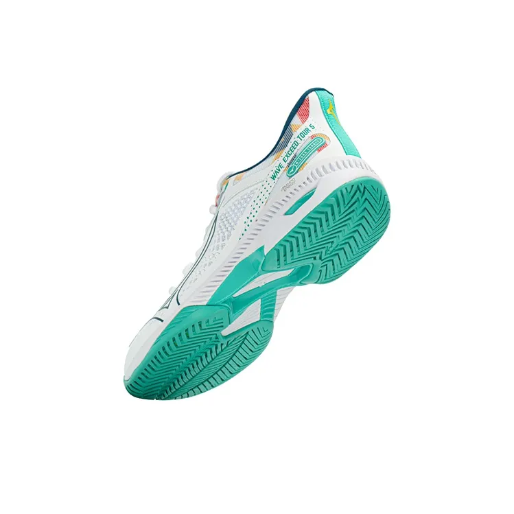 Mizuno Wave Exceed Tour 5 Cushioning Anti-Slip Wear-Resistant Breathability Low-Top Tennis Shoes Women's White Green-3