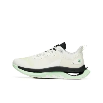 ANTA Running Shoes Men Low Top Ivory White/Bright Neon Green