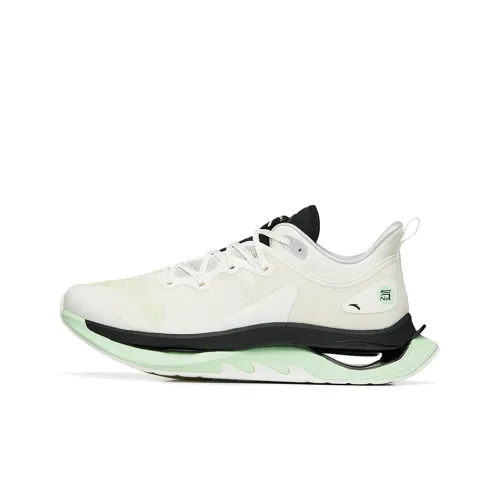 ANTA Running Shoes Men Low-Top Ivory White/Glossy Neon Green