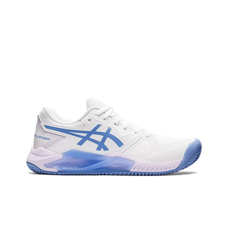 Asics Gel Challenger 13 Clay Anti Slip Wear Resistant Low Top Tennis Shoes Women's White Blue-1