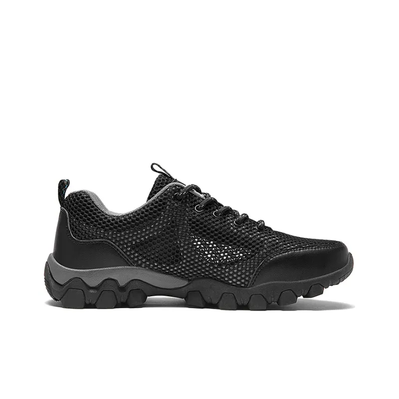 Jeep Cushioning Abrasion Resistant Lightweight Breathable Slip Resistant Low Top Running Shoes Men's Black-1