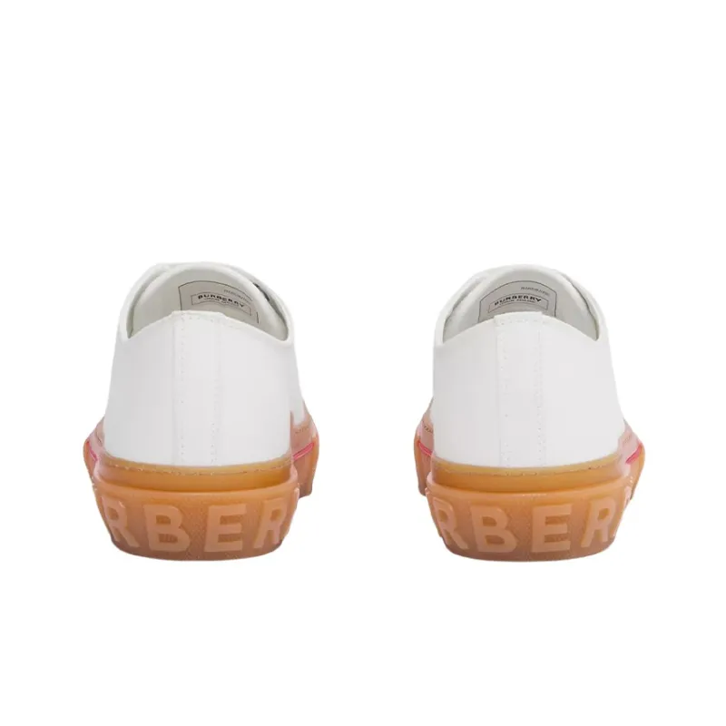 Burberry Logo Detail Cotton Trainer White-3