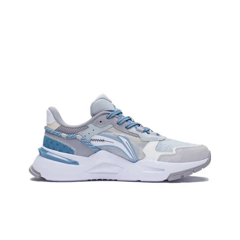 LiNing Shock Absorbers Slip Resistant, Abrasion Resistant, Breathable Low Top Sports Casual Shoes Men's Blue Gray-1