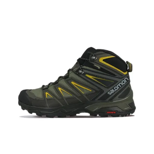 SALOMON X Ultra 3 Hiking / Trekking Shoes Men High-Top Black/Green