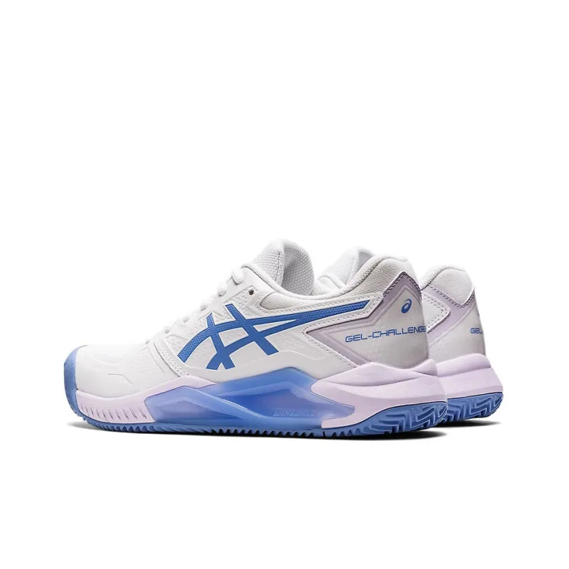 Asics Gel Challenger 13 Clay Anti Slip Wear Resistant Low Top Tennis Shoes Women's White Blue-3