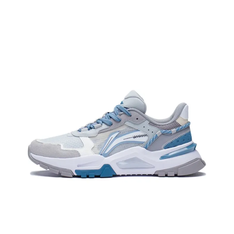 LiNing Shock Absorbers Slip Resistant, Abrasion Resistant, Breathable Low Top Sports Casual Shoes Men's Blue Gray-0