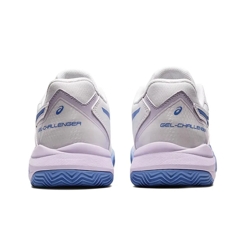 Asics Gel Challenger 13 Clay Anti Slip Wear Resistant Low Top Tennis Shoes Women's White Blue-4