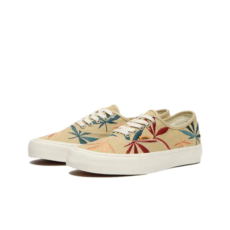 Vans Authentic Low Tops Casual Skateboarding Shoes Unisex Light Brown Embroidered 'Light Brown Red Blue'-1