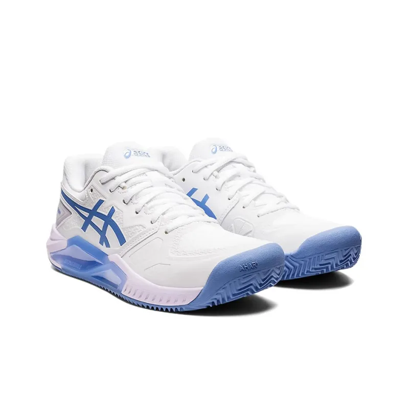 Asics Gel Challenger 13 Clay Anti Slip Wear Resistant Low Top Tennis Shoes Women's White Blue-2