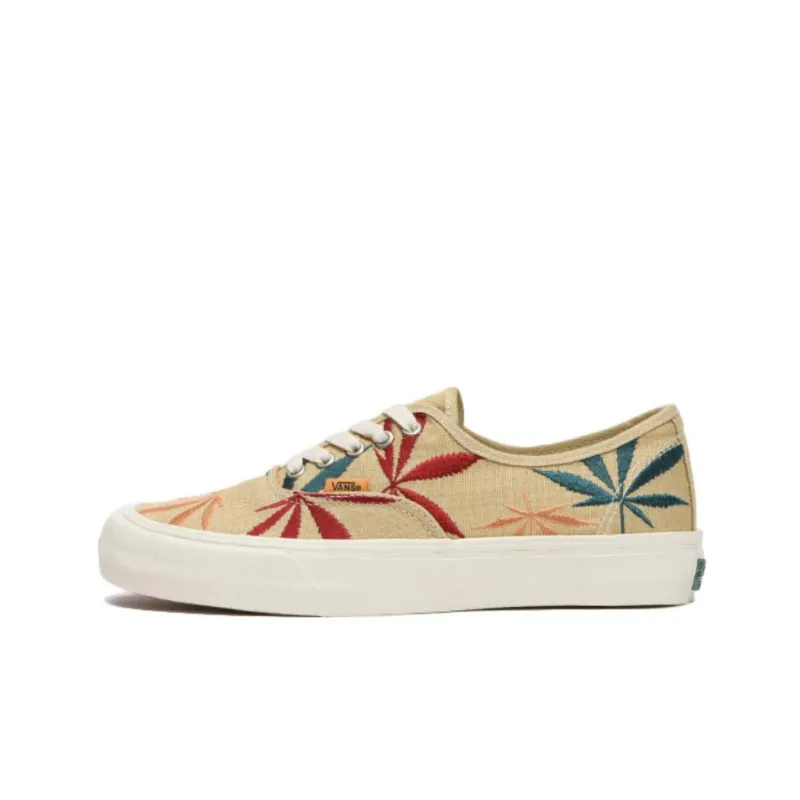 Vans Authentic Low Tops Casual Skateboarding Shoes Unisex Light Brown Embroidered 'Light Brown Red Blue'-0