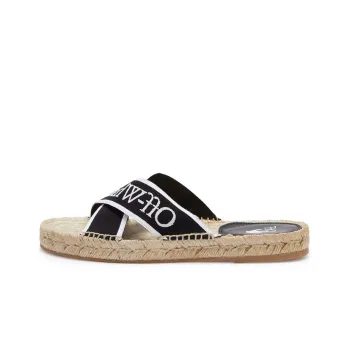 OFF WHITE Rubber Sole Quiet Slide Slippers Women's Black