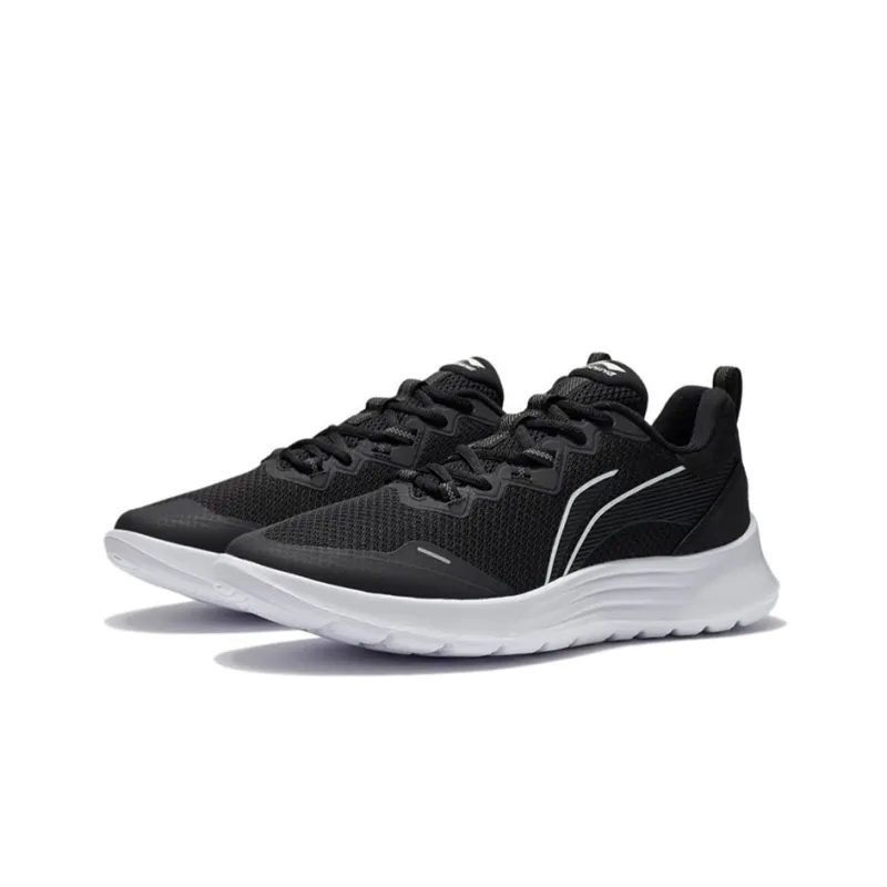 LiNing Shock Absorbing, Non Slip, Wear Resistant, Breathable And Lightweight Low Top Running Shoes Men's Black White-2