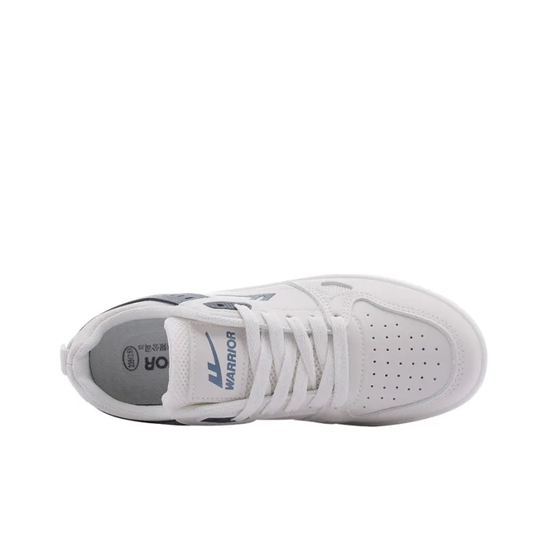 Warrior Casual White Sneakers Durable Lightweight And Breathable Low Top Skateboard Shoes Unisex Beige Blue-3