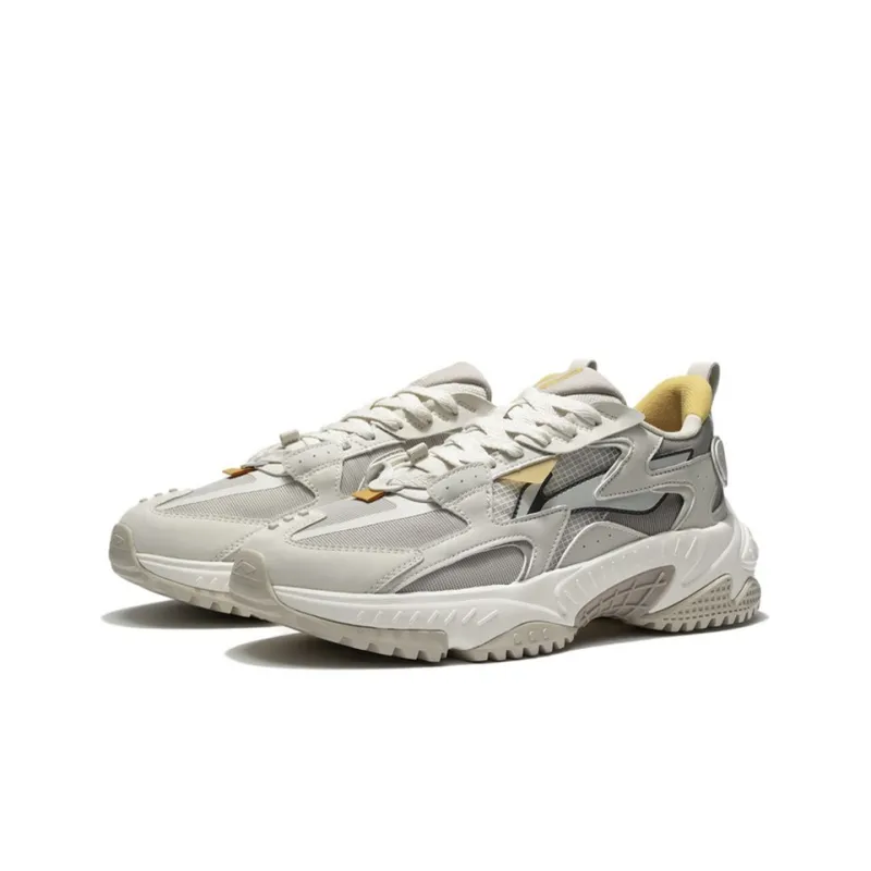 LiNing Cross River Rebound Cushioning Anti Slip And Wear Resistant Low Top Sports Casual Shoes Men's Oat Gray-2