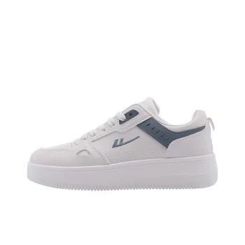 Warrior Casual White Sneakers Durable Lightweight And Breathable Low Top Skateboard Shoes Unisex Beige Blue