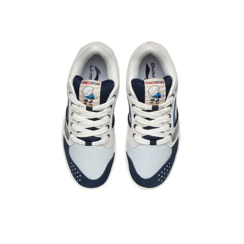 LiNing CF Tracing The One Anti-Slip Wear-Resistant Low-Top Skateboard Shoes Men's White Blue-3