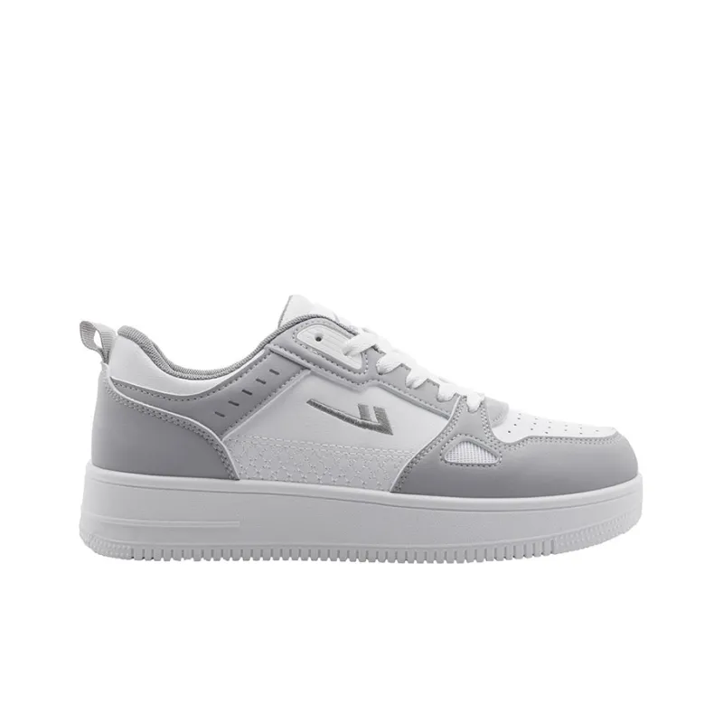 Warrior Small White Shoes Durable Lightweight And Breathable Low Top Skateboard Shoes Unisex White Gray-1