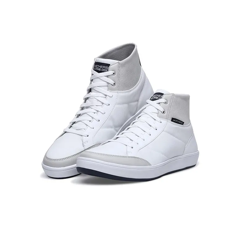 Skechers ON THE GO Go Vulc 2 Anti-Slip Wear-Resistant Mid-Top Skateboard Shoes Men's White Blue-2