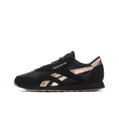 Reebok Classic Nylon Running Shoes Men Low-Top Black/Gold