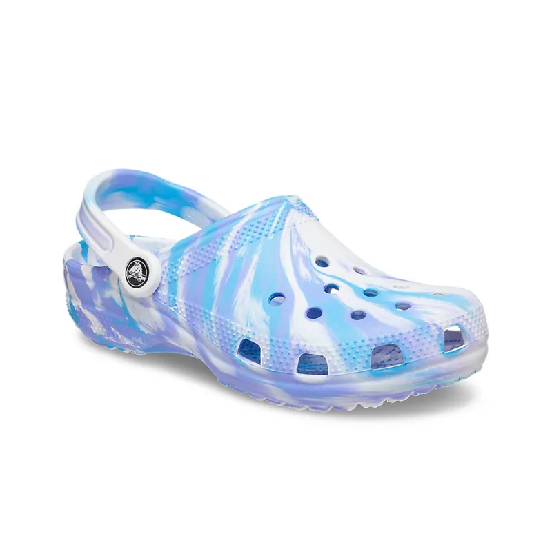 Crocs Classic Clog Marble Beach Sports Unisex White Blue Sandals 'White Blue'-2
