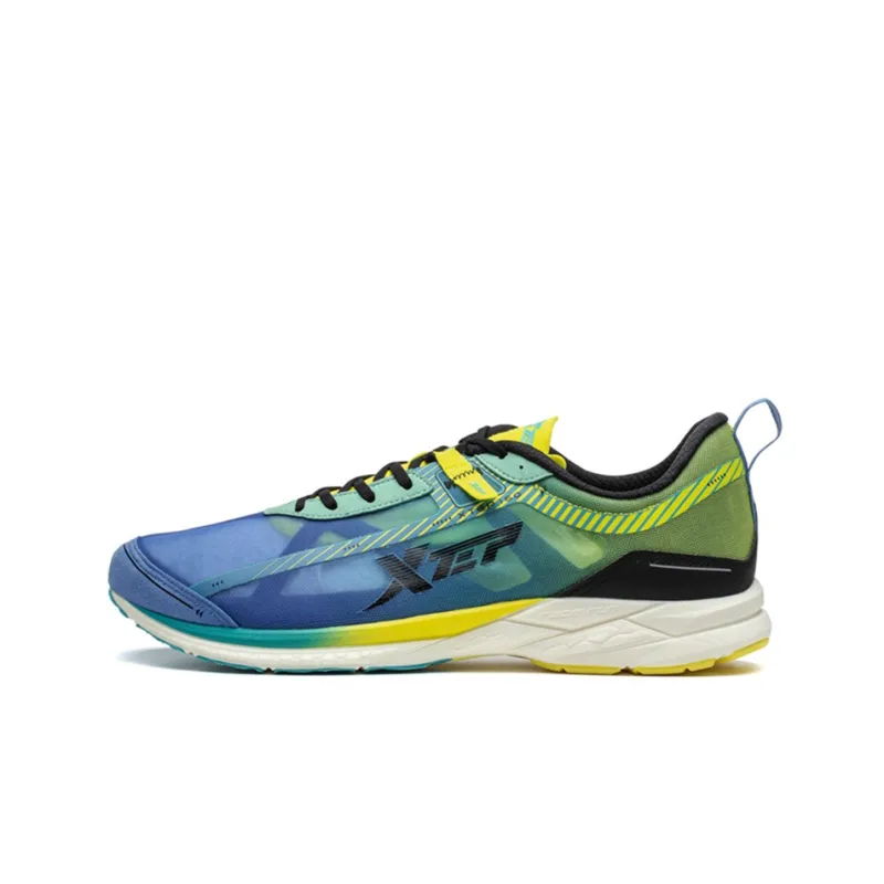 XTEP Cushioned Anti Slip Wear Resistant Breathable Lightweight Low Top Running Shoes Men's Blue Yellow-0