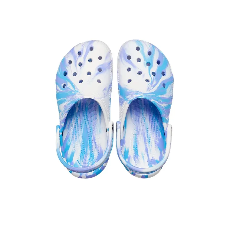 Crocs Classic Clog Marble Beach Sports Unisex White Blue Sandals 'White Blue'-3