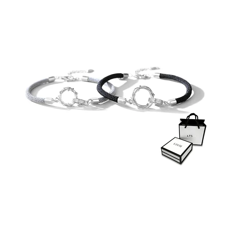 LISM Bracelets Unisex Thorn Double Ring Couple Bracelet-0