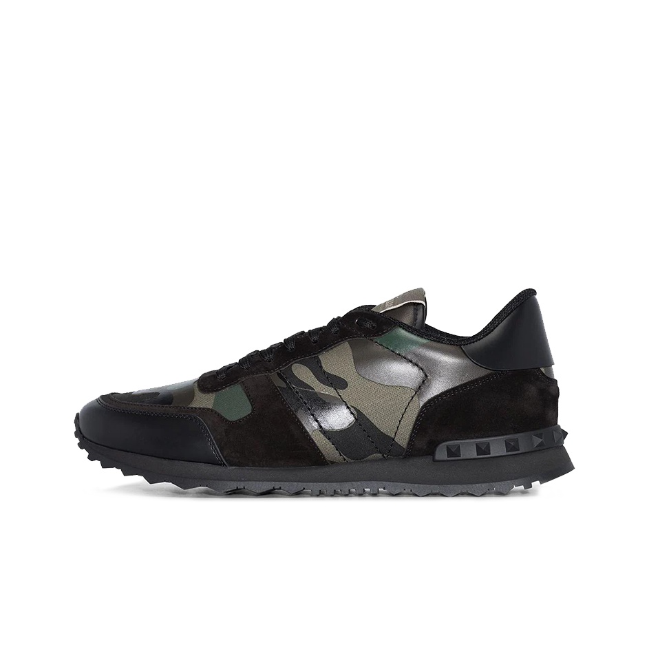 Valentino Garavani★グリーン Rockrunner スニーカー Valentino Garavani - Rockrunner Green Camouflage Studded Sneaker