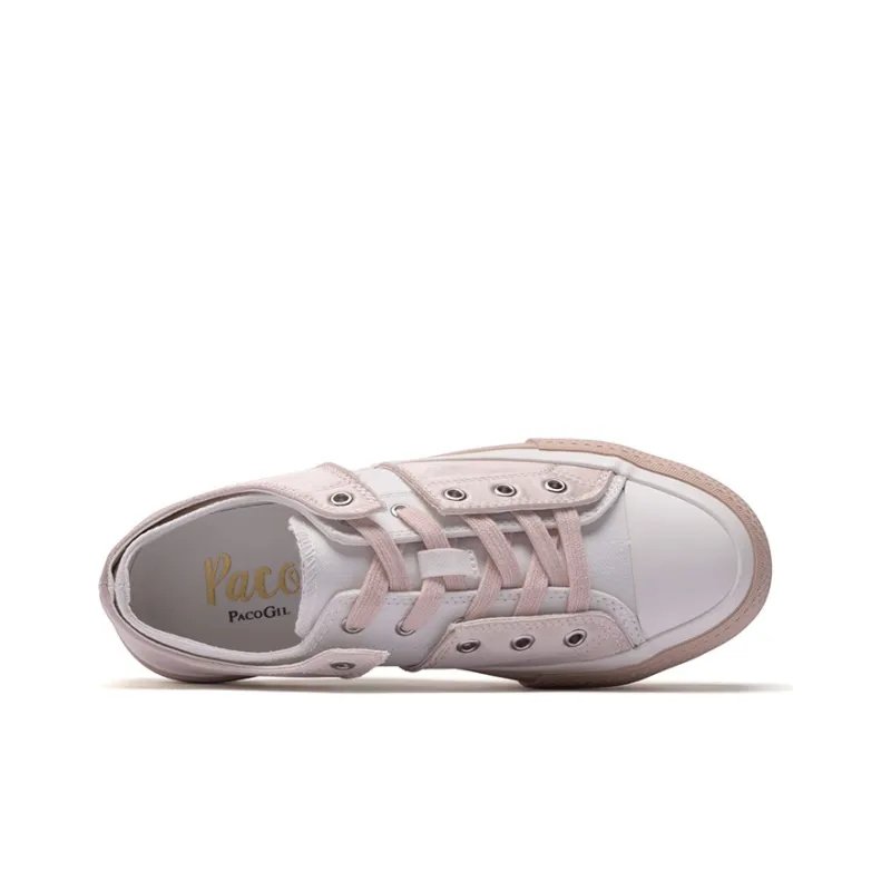 PACO GIL Skateboard Shoes Women's Low-Top White Pink-7