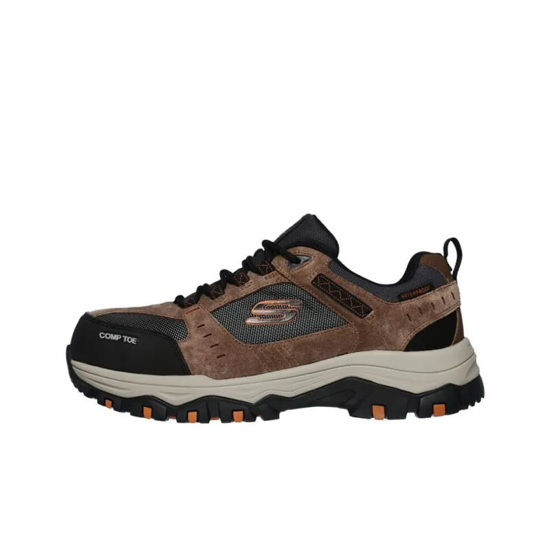 Skechers Work Greetah Comp Toe Cushioning Anti-Slip And Wear-Resistant Low-Top Casual Shoes Men's Gray Brown-0