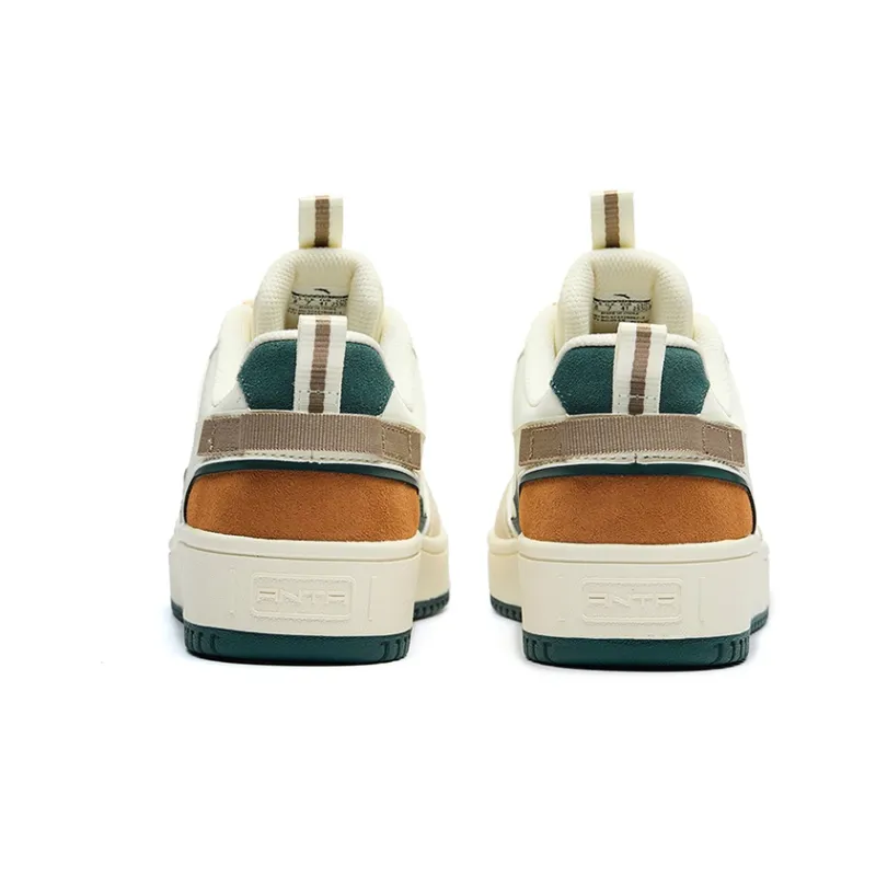 Anta Life Collection Anti Slip Wear Resistant Low Top Skateboard Shoes White Green-2