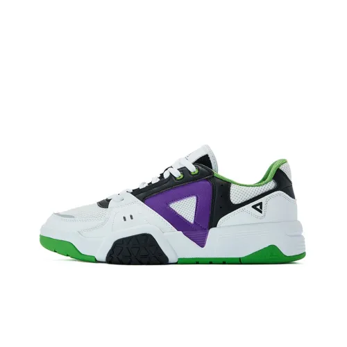 PEAK Skateboard Shoes Men Low-Top Large White/Black/Purple