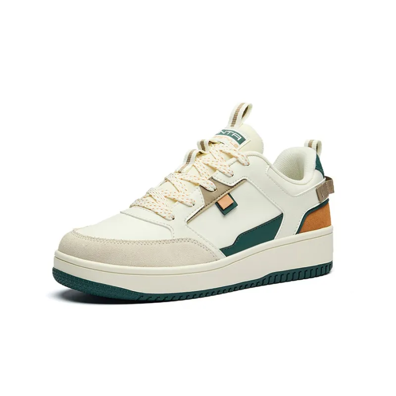 Anta Life Collection Anti Slip Wear Resistant Low Top Skateboard Shoes White Green-1