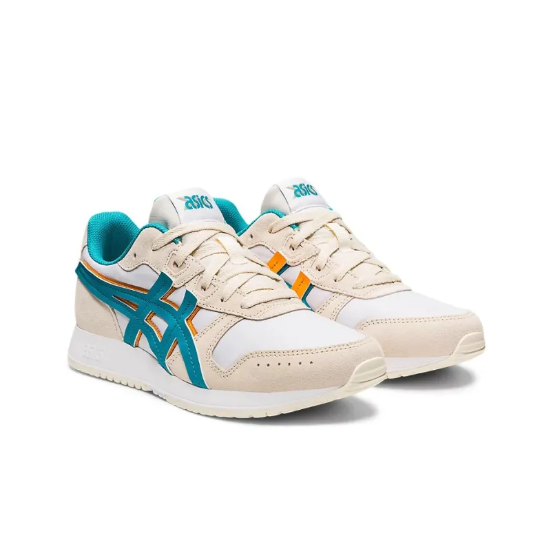 Asics Lyte Classic Abrasion Resistant Low Top Running Shoes Women's Beige White Blue-2