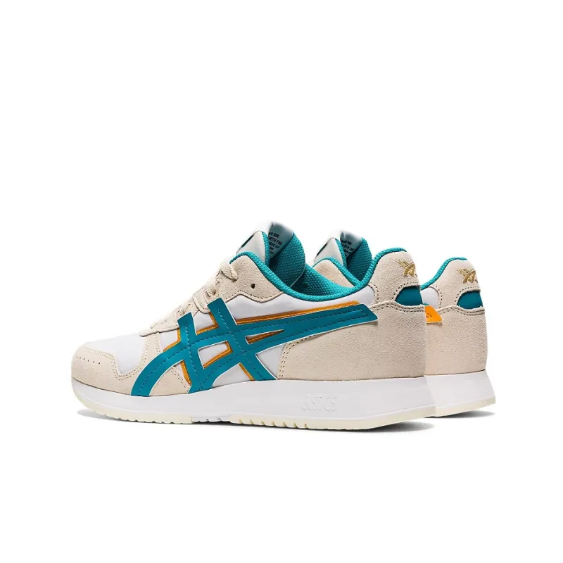 Asics Lyte Classic Abrasion Resistant Low Top Running Shoes Women's Beige White Blue-3