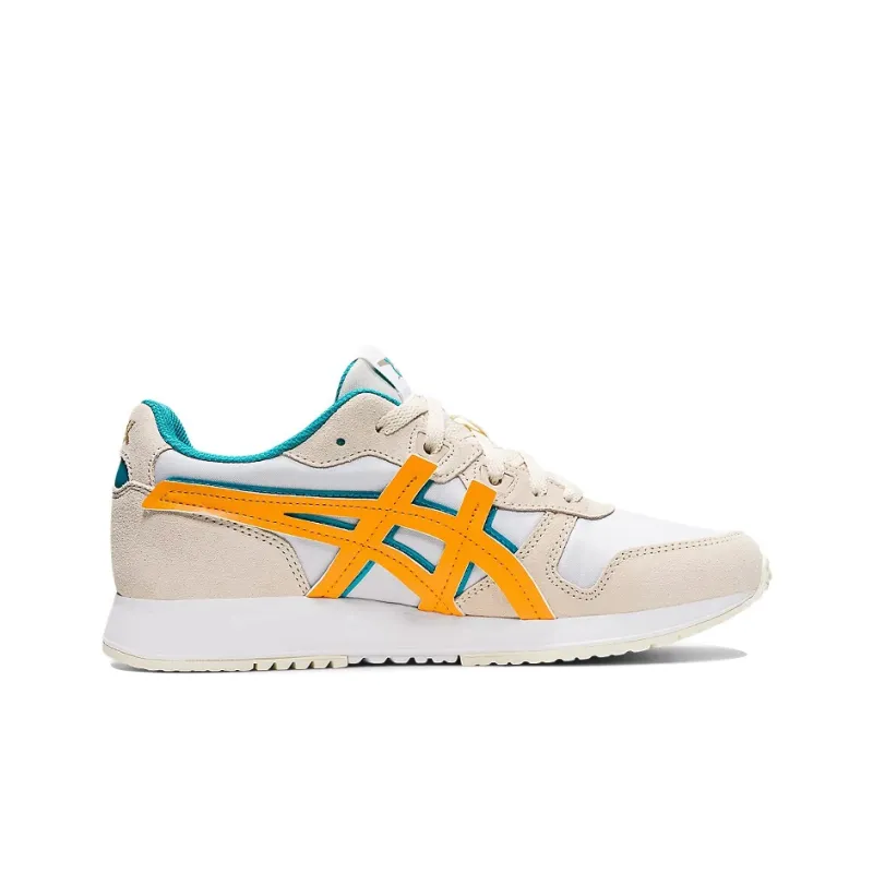 Asics Lyte Classic Abrasion Resistant Low Top Running Shoes Women's Beige White Blue-1