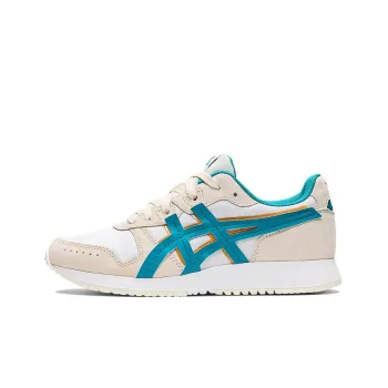 Asics Lyte Classic Abrasion Resistant Low Top Running Shoes Women's Beige White Blue