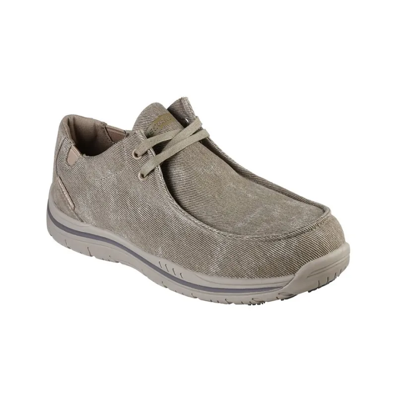 Skechers Work Otsego-Onerous Alloy Toe Cushioning Anti-Slip And Wear-Resistant Low-Top Casual Shoes Men's Brown-2