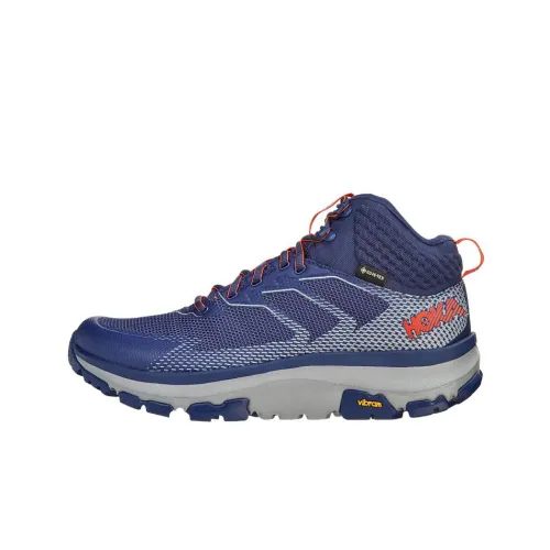 HOKA ONE ONE Cushioning Anti-Slip Wear-Resistant Breathability Mid-Top Hiking Trekking Shoes Men's Dark Blue