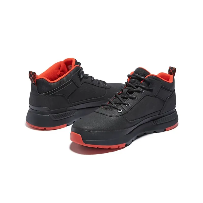 Timberland Field Trekker Anti-Slip Wear-Resistant Mid-Top Casual Shoes Men's Black Red-4