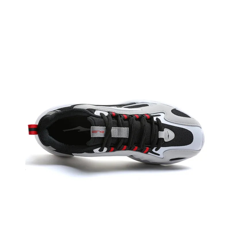 Erke Puffy Shoes 2.0 Anti Slip Wear Resistant Low Top Running Shoes Men's Black White-2