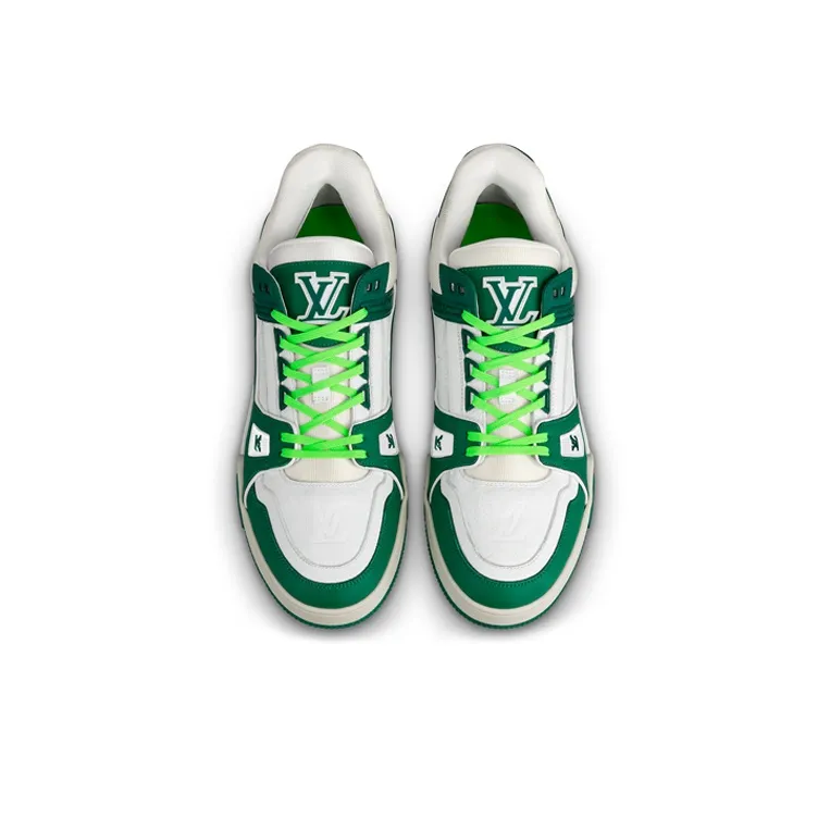 LOUIS VUITTON Trainer Sneakers 'White Green'-3