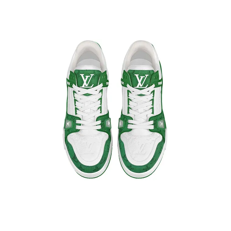 LOUIS VUITTON Trainer Green Monogram Denim White-2