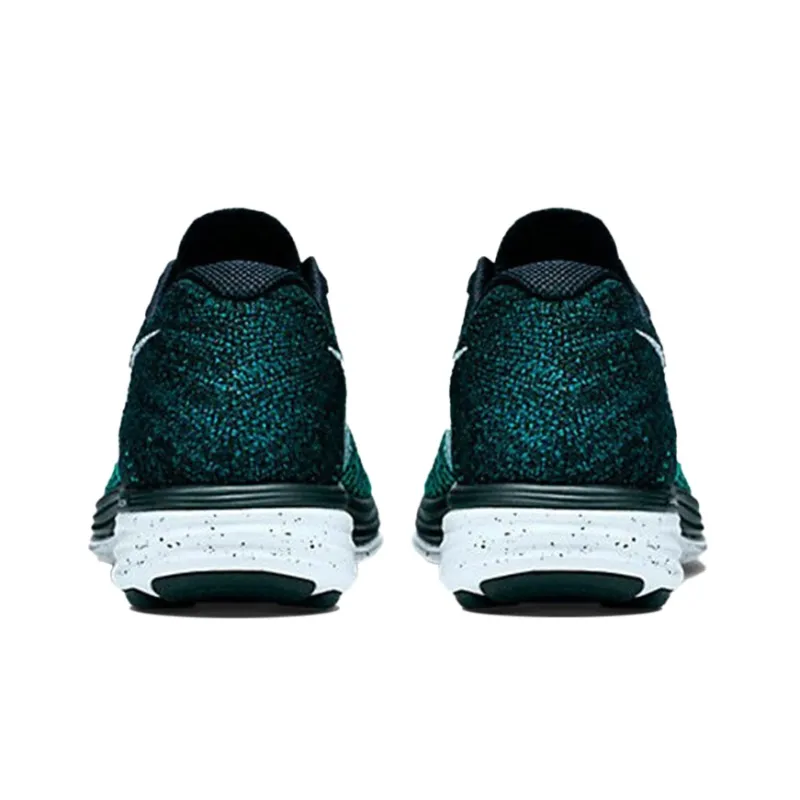 Nike Flyknit Lunar 3 Cushioning Anti Slip And Wear Resistant Low Top Running Shoes Women's Black Green-3