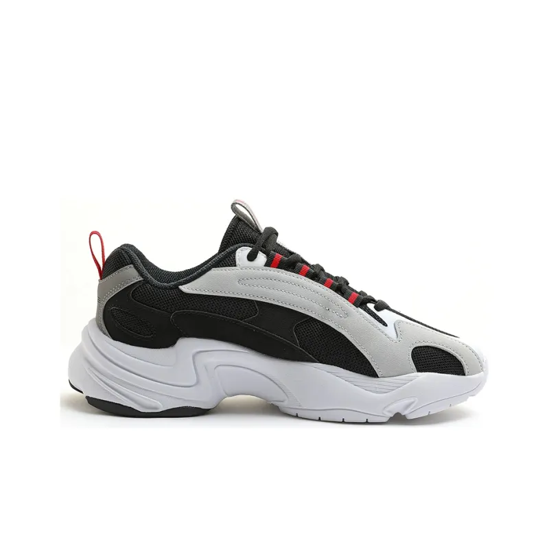 Erke Puffy Shoes 2.0 Anti Slip Wear Resistant Low Top Running Shoes Men's Black White-1