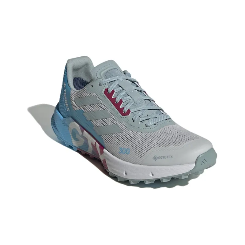 Adidas Terrex Agravic Flow 2.0 Gore-tex Trail Running Wear-Resistant Low-Top Running Shoes Women's Gray Blue-2